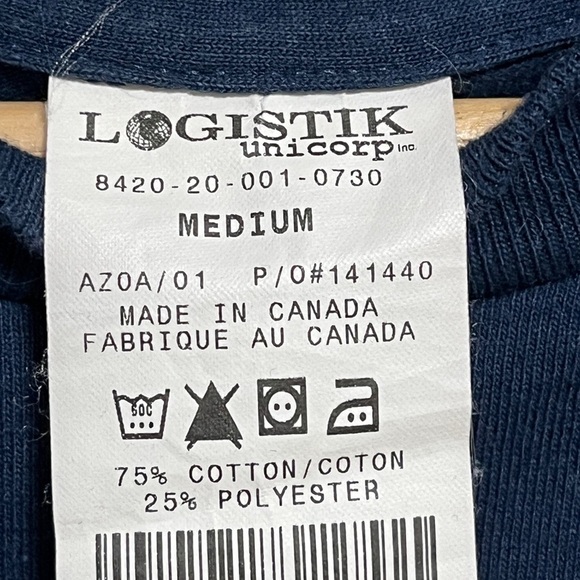 Logistik Unicorp Navy Blue Cotton-Blend Tee - Medium, Made in Canada - Picture 6 of 8